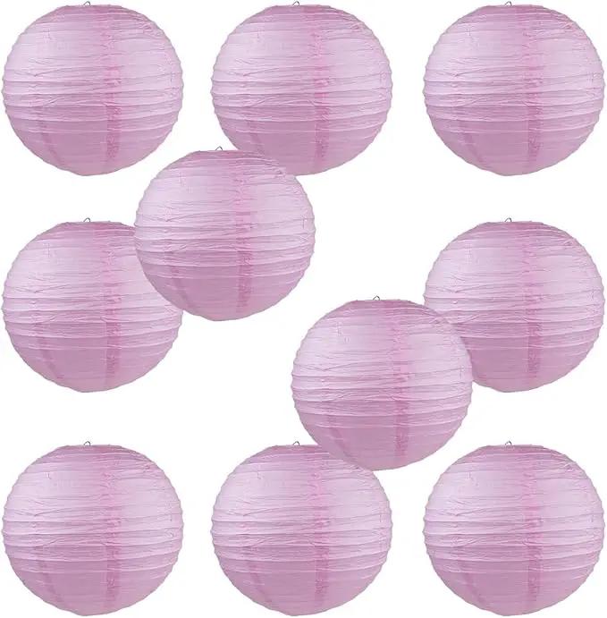 WYZworks - Round Paper Lanterns 10 Pack (Pink, 8") - Hanging Paper Lanterns Lamp for Wedding, Birthday, Party and Home Decorations with 8", 10", 12", 14", 16" Option by GreenHaven Gardens