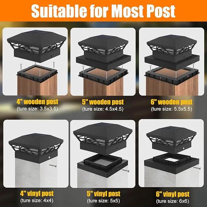 T-SUN Solar Powered Post Cap Lights Outdoor Waterproof for 4x4/5x5/6x6 Wooden/Vinyl Fences - Adjustable Warm/Cool White Modes for Deck, Mailbox, Garden, Porch, Patio, and Decorative Accents (6 Pack) by GreenHaven Gardens