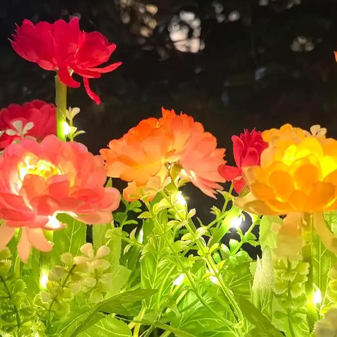Solar Flowers Lights, 2 Pack Solar Garden Lights with 14 Blooming Flowers, Waterproof Solar Outdoor Fairy Lights for Outside Yard, Garden, Pathway, Walkway, Patio, Lawn, Cemetery, Grave Decor by GreenHaven Gardens