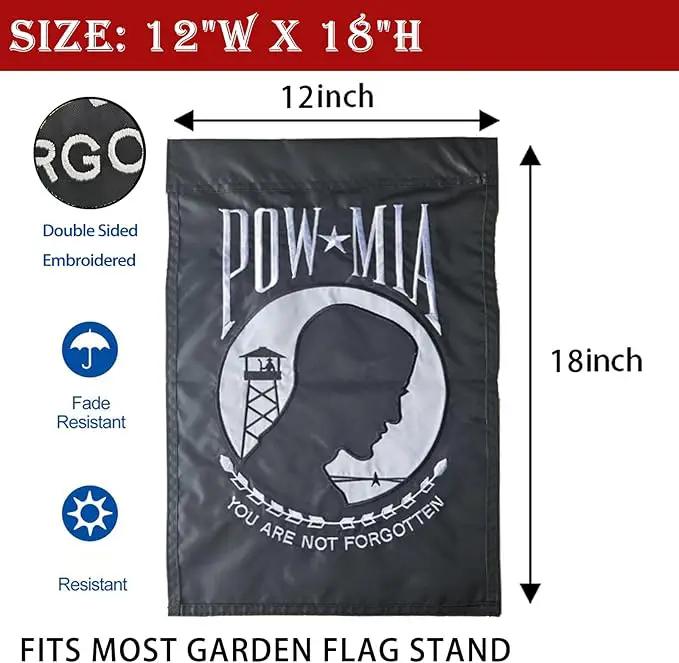 US Embroidered Pow Mia Garden Flag Double Sided 12x18 Inch Yard Lawn Garden Flags Banner Heavy Duty Vivid Color by GreenHaven Gardens