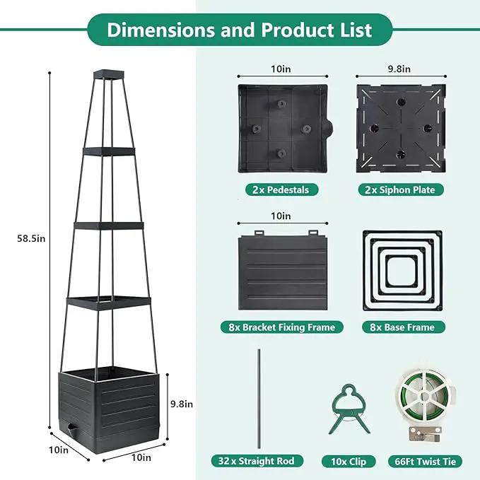 2 Pack Raised Garden Bed Planter Box with Trellis, 58”Tomato Planter with Trellis for Climbing Plants Vegetables Vine Flowers, Self-Watering Tomato Cage for Garden Patio Outdoor & Indoor by GreenHaven Gardens