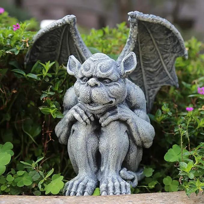 OwMell Gargoyle Statue Garden Guardian Sculpture Figurine Gothic Indoor Outdoor Garden Decor Statue 7 Inch - Sitting by GreenHaven Gardens