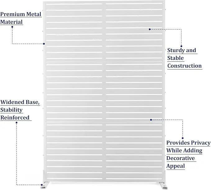 FENCY Outdoor Privacy Screen, 72" H×47" W Metal Privacy Screen, Outdoor Freestanding Privacy Screen & Panels for Deck Patio Balcony(White-Louvered) by GreenHaven Gardens