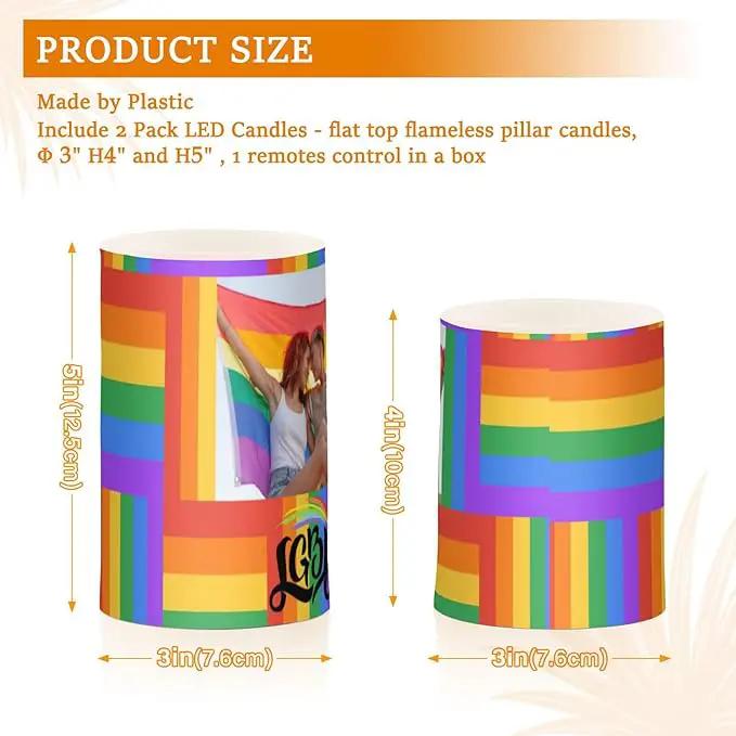 Vdsrup Flameless Candles Set of 2 LGBT Custom LED Candles with Timer Battery Operated Personalized Candle Lights Flickering with Remote for Home Bedroom Decor by GreenHaven Gardens