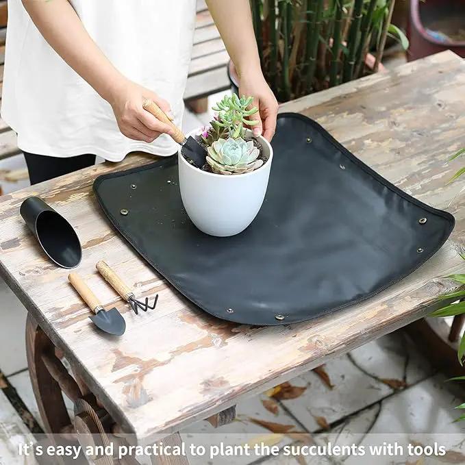 5Pcs Succulent Tools, Mini Garden Tools,Plant Potting Mat as Plant Accessories,Succulent Gardending Hand Tools Kit for Seedling Soil,Caring Succulent,etc,Gifts for Woman’s Gardening work(No Flowerpot) by GreenHaven Gardens