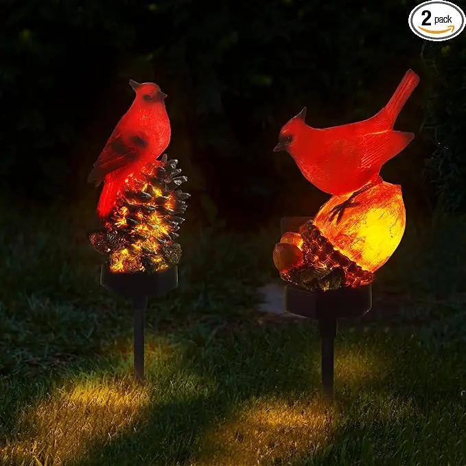 Capoda 2 Pieces Cardinal Garden Decorations Resin Bird Figurine Solar Light Stake Waterproof Light Stake Outdoor Decorations for Patio Yard Lawn Porch Pathway Christmas Decoration by GreenHaven Gardens