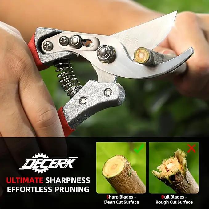 Pruning Shears for Gardening - DECERK 8.5" Professional Bypass Garden Scissors & Clippers, Heavy Duty Hand Held Pruners for Branch & Tree Trimming, Gardening Gifts for Women Men, 2025 Gardener Tools by GreenHaven Gardens