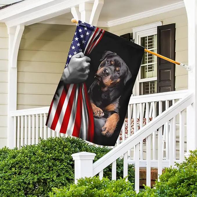 FLAGWIX American Flag - Rottweiler Dog Lover American US Flag, 4th of July Decorations for Inside, Outside, Garden Flag (11.5" x 17.5") - USA Flags Premium Polyester, Decorative Indoor Outdoor Flag by GreenHaven Gardens