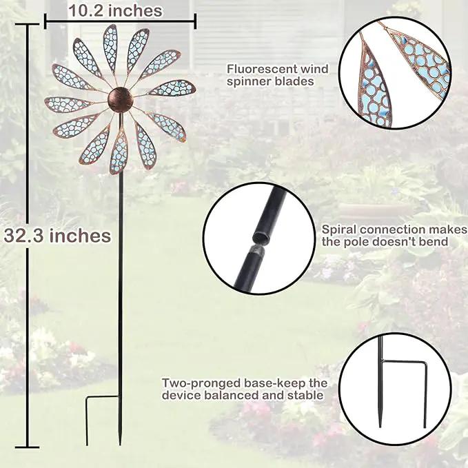 DREAMYSOUL Outdoor Wind Spinner 33" Metal Wind Sculpture Waterproof Fluorescence Wind Spinners for Garden Patio Lawn Decoration by GreenHaven Gardens