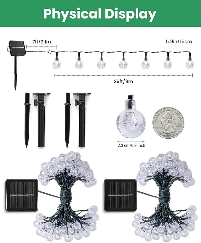 Solar String Lights Outdoor 120 LED 72 Ft Total, Crystal Globe Lights with 8 Lighting Modes, Waterproof Solar Powered Patio Lights for Garden Yard Porch Wedding Party Decor (Green) by GreenHaven Gardens