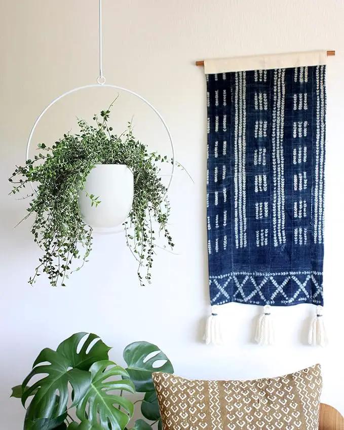 Hanging Planter Indoor Modern Boho Plant Pot Metal Wall and Ceiling Plant Holder Mid Century Minimalist Flower Pot for Hanging Plants, White by GreenHaven Gardens
