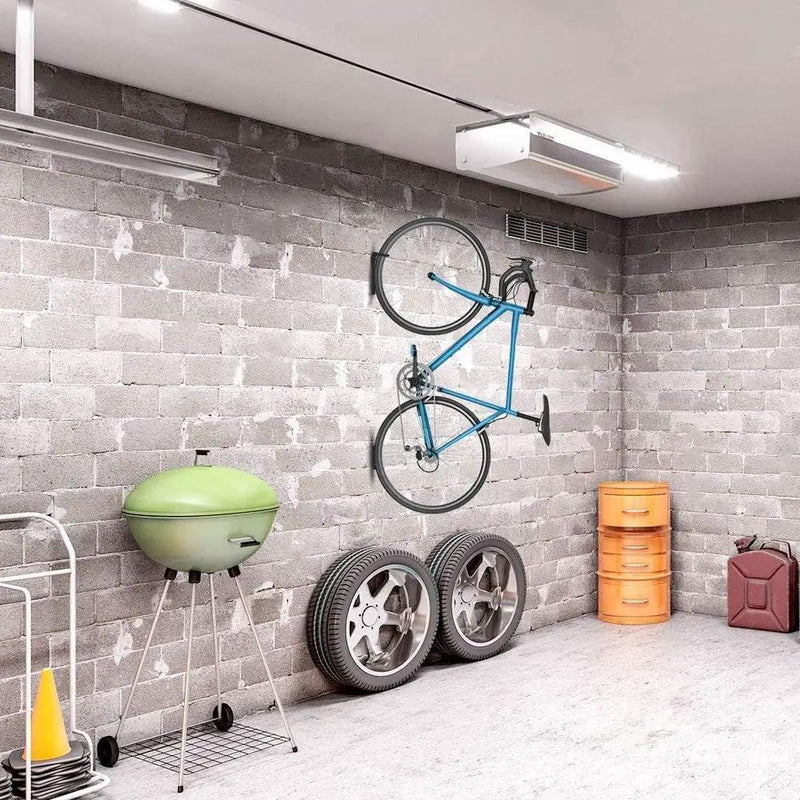 Dirza Bike Wall Mount Rack with Tire Tray - Vertical Bike Storage Rack for Indoor,Garage,Shed - Easy to install - Great for Hanging Road,Mountain or Hybrid Bikes - Screws Included - 2 Pack by GreenHaven Gardens