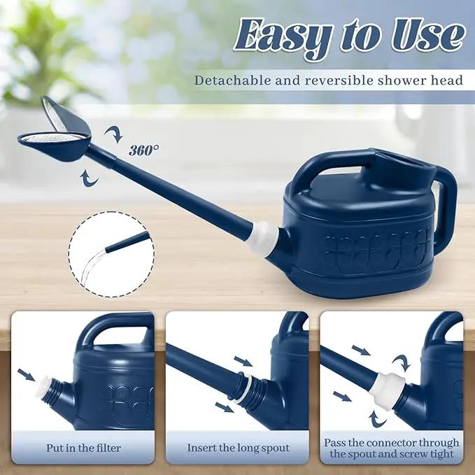 Watering Can for Indoor & Outdoor Plants, Plant Watering Can with Stainless Steel Shower Head, 1 Gallon Plastic Water Can for Garden, Flowers, Vegetable, Greenhouse (AlpineGreen) by GreenHaven Gardens