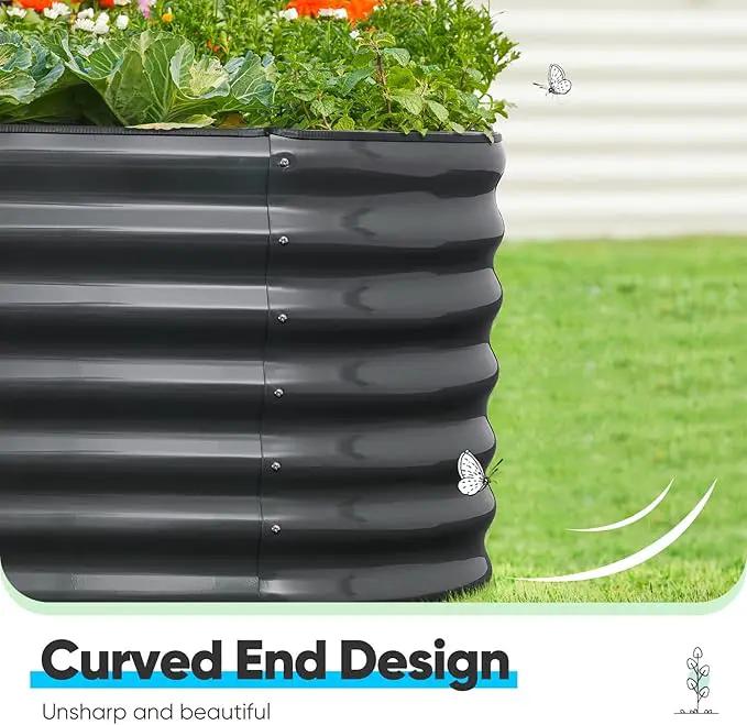 Quictent Galvanized Raised Garden Bed Kit, 6x3x2 ft Oval Metal Planter Box Tall for Vegetables Outdoor Backyard, Rubber Strip Edging Included, Dark Gray by GreenHaven Gardens