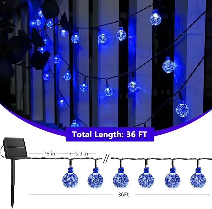 Brightown Solar String Lights - 60 Led, 35.6 Feet Crystal Globe Lights with 8 Modes, Waterproof, Solar Powered for Outdoor Garden Yard Porch Wedding Party Decor Halloween (Blue) by GreenHaven Gardens