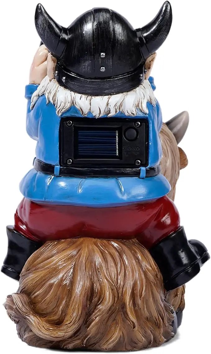 Garden Gnome Statues Resin Gnome Sitting on Highland Cow Solar Lights Outdoor Telescope Gnome Gifts for Yard, Patio Decor Gift(Cow Gnome) by GreenHaven Gardens