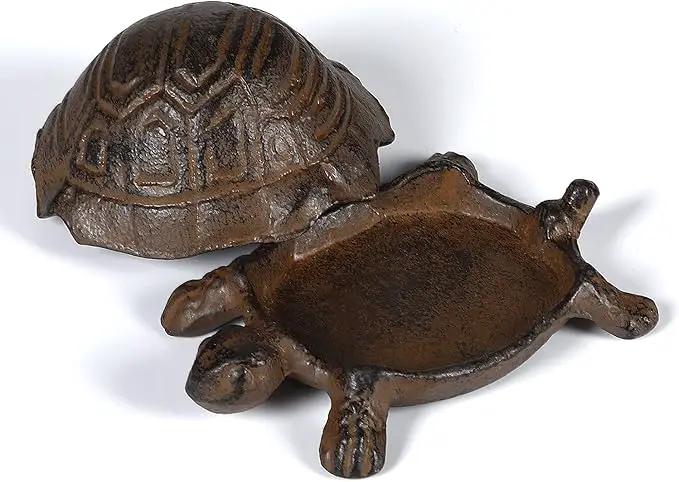 Key Hider Outdoor Turtle Cast Iron Hidden Spare Key Holder Outside Garden Indoor Decoration by GreenHaven Gardens