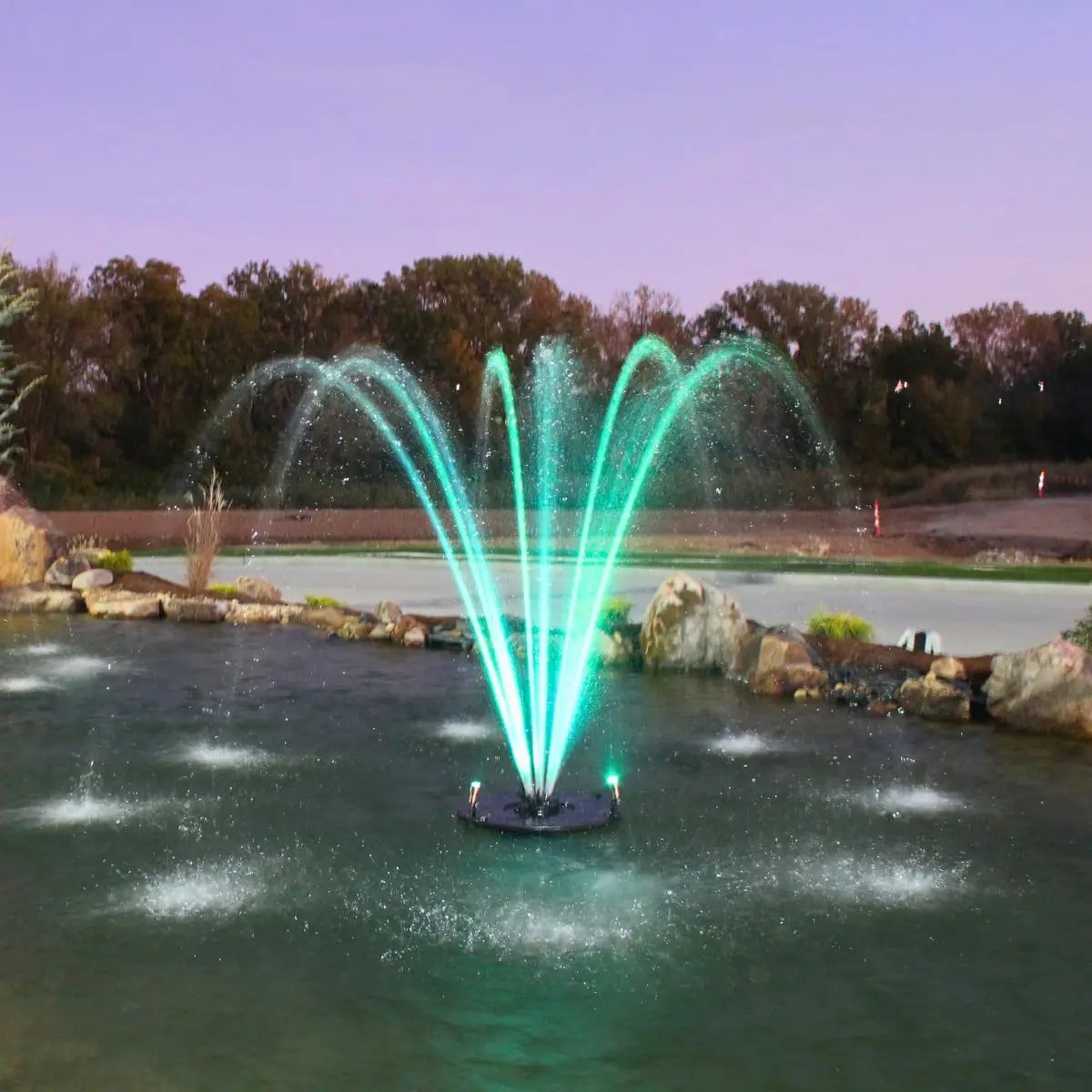 HALF OFF PONDS Floating Fountain – 1/3 HP Pond Aerator, 100' Cord – 5,200 GPH Water Pump – 9 Spray Patterns - White LED Lights – Energy-Efficient - for Ponds & Water Gardens by GreenHaven Gardens