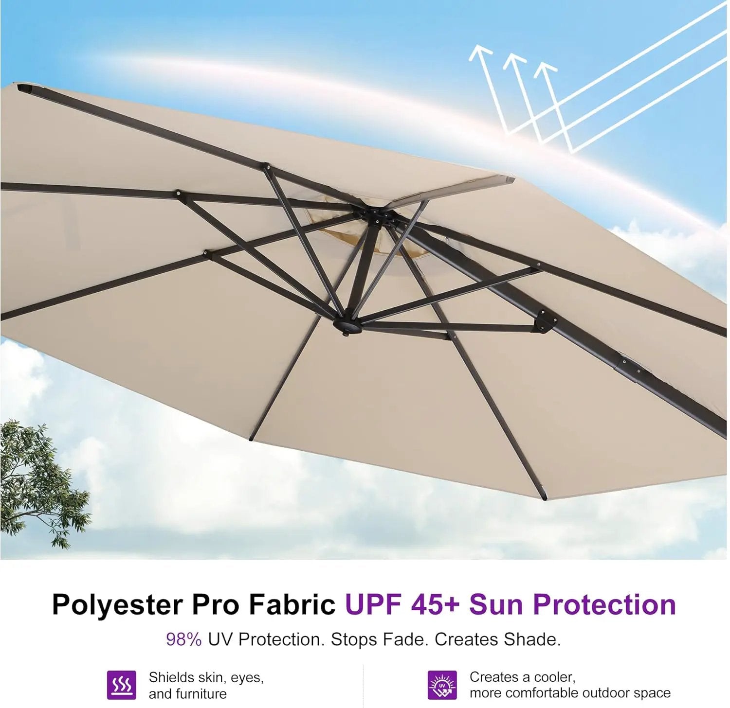 PURPLE LEAF 10 Feet Patio Umbrella Outdoor Cantilever Round Umbrella Aluminum Offset Umbrella with 360-degree Rotation for Garden Deck Pool Patio, Beige by GreenHaven Gardens