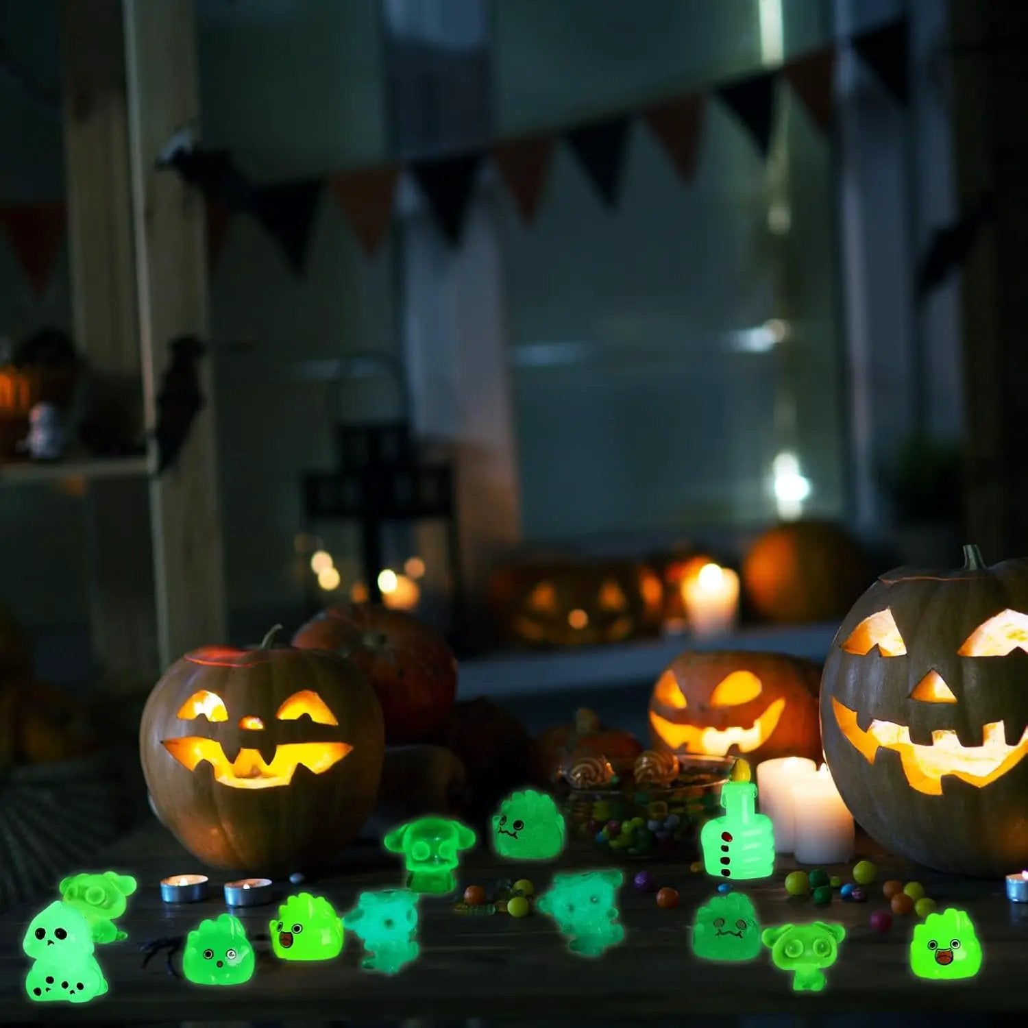 58 Pcs Halloween Luminous Mini Toys Glow in Dark Tiny Resin Figures Set Fairy House Diorama Accessories Ornament for Garden Dollhouse Craft DIY (Pumpkin) by GreenHaven Gardens