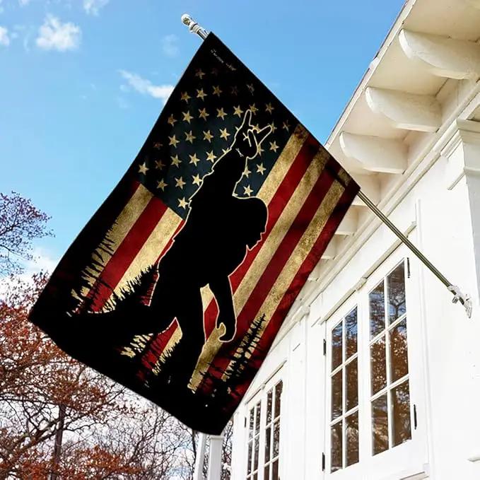 FLAGWIX American Flags, Sasquatch Bigfoot American Flag - 4th of July, Independence Day Decorations for Home, House Flag (29.5" x 39.5") - USA Flags Premium Polyester, Decorative Indoor Outdoor Flag by GreenHaven Gardens