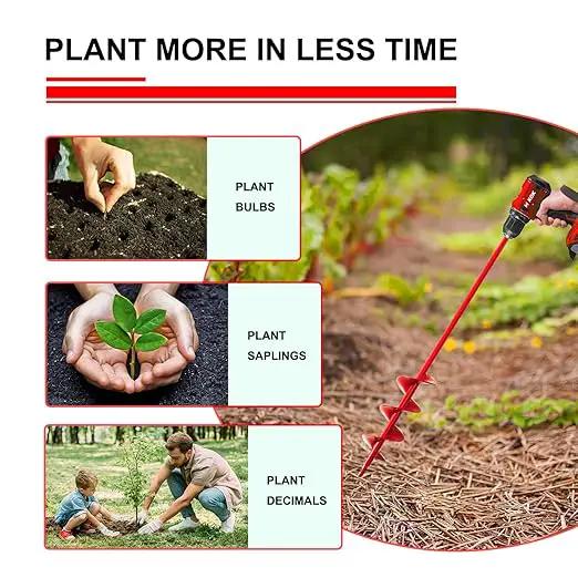 Garden Auger Drill Bit 1.6x9 in for Planting, Ground Earth Spiral Bit for 3/8" Hex Drive, Yard Auger for Bulbs, Hole Digger for Flowers, Bedding Digging Planter Tool by GreenHaven Gardens