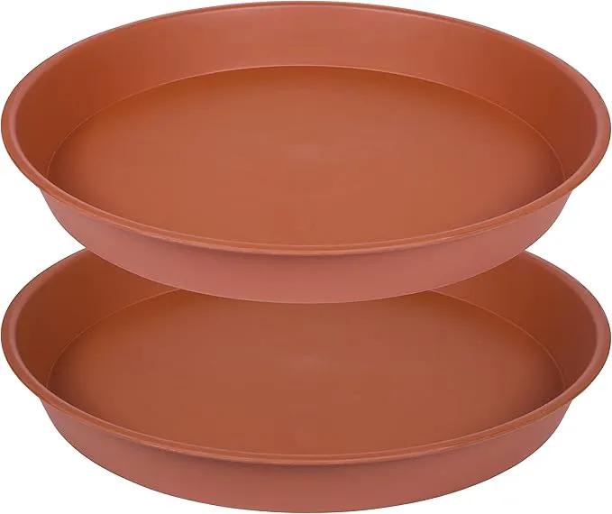 2 Pack of 20 22 inch Plant Saucer (19.1 inch Base), 3.6" Depth Tray, Large Deep Heavy Duty Saucers for Pots, Garden Bird Bath Bowl, Plant Trays for Indoors Outdoor (21", Terracotta) by GreenHaven Gardens