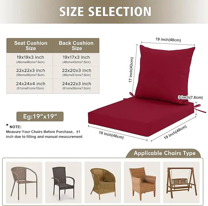 Outdoor Cushions for Patio Furniture, Waterproof Outdoor Chair Cushion w/Fade-Resistant, Removable & Machine-Washable Cover, 22x22 Inch, Deep Seat Sofa/Couch Pad Replacement – Set of 4, Burgundy by GreenHaven Gardens