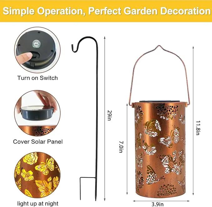 Butterfly Solar Gardening Gifts Lanterns Decorative Outdoor, Flower Pattern Solar Hanging Lights Waterproof, Garden Decor for Women Mom Grandma, Yard Gifts for Patio, Pathway, Landscape by GreenHaven Gardens