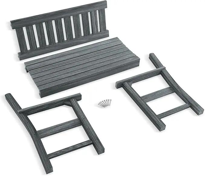 Outdoor Bench, 2-Person Garden Bench, Poly Lumber Patio Bench for Outdoors, Porch, and Park (Dark Grey) by GreenHaven Gardens