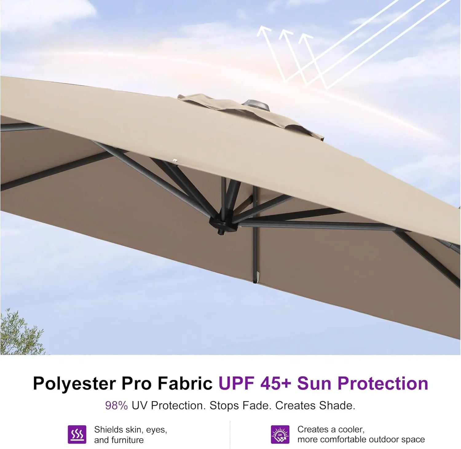 PURPLE LEAF 9 Feet Patio Umbrella Outdoor Cantilever Square Umbrella Aluminum Offset Umbrella with 360-degree Rotation for Garden Deck Pool Patio Taupe by GreenHaven Gardens