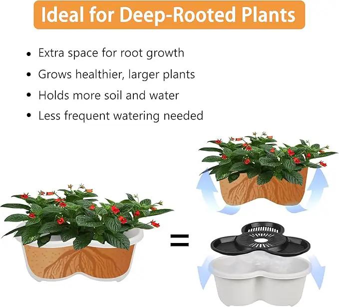 VECELO 5 Tier Vertical Garden Planter, Self Watering Stackable Planters with Wheels for Strawberries, Herbs, Flowers, Vegetables, Gray by GreenHaven Gardens