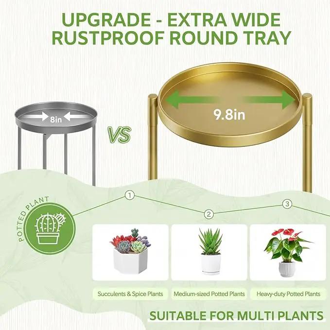 iDavosic.ly 7 Tier Large Plant Stand Indoor, 10 Inch Wide Tall Corner Metal Plant Stands Outdoor for Multiple Plants, Folding Tiered Flower Display Holder Rack Shelf, Gold by GreenHaven Gardens