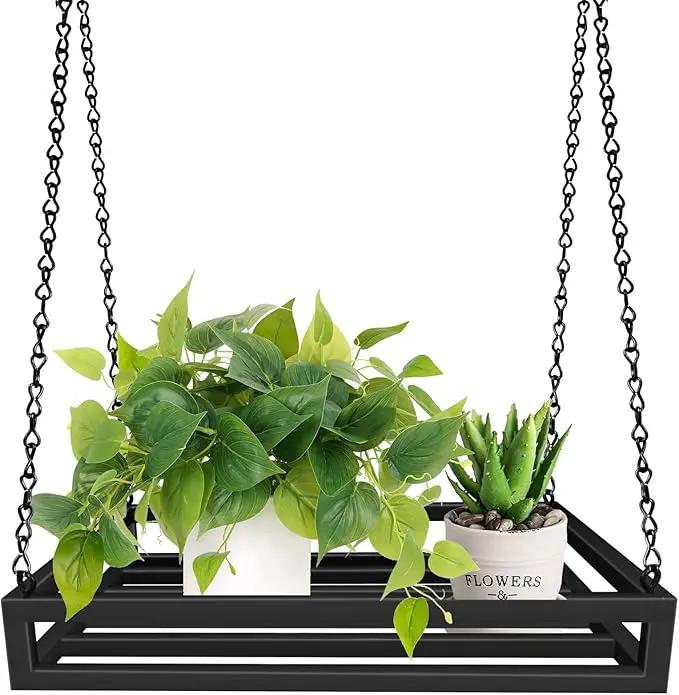 Hanging Planter for Indoor Outdoor Plants, 16'' Heavy Duty Metal Plant Hanger Indoor, Large Hanging Plant Holder Plant Shelf for Garden Home Ceiling Window Decor by GreenHaven Gardens