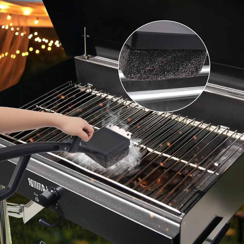Grill Brush Bristle Free, 4 in 1 Grill Brush for Outdoor Grill with Replaceable Cleaning Head, Extra Long Safe Steam Grill Cleaner Brush with Scraper for Cast Iron, Stainless-Steel Grates by GreenHaven Gardens