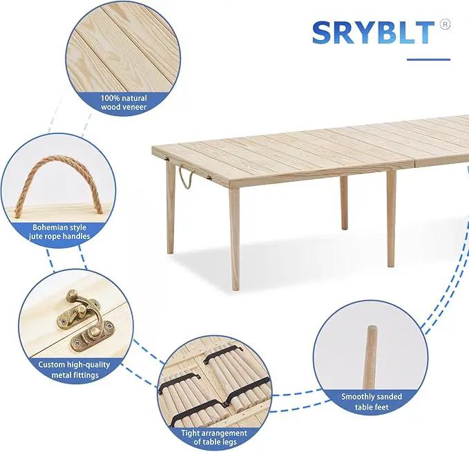 60" X 30" Boho Low Picnic Table, with Two Available Heights,Seating for 6 People,Natural by GreenHaven Gardens