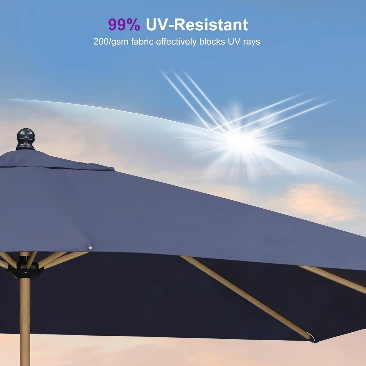 PURPLE LEAF 10' x 10' Square Patio Umbrella Outdoor Table Umbrella Aluminum Market Umbrella with 8 Sturdy Ribs & Crank Outdoor Umbrellas for Garden Deck Patio, Navy Blue by GreenHaven Gardens