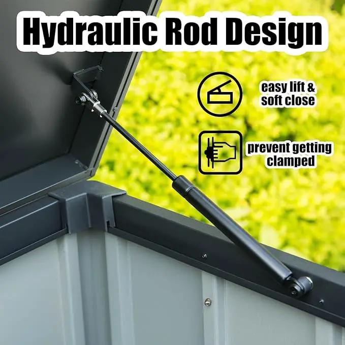 Domi 120 Gallon Deck Box, Patio Storage Box with Resin Lid, Steel Tool Waterproof Outdoor Storage Container for Outside Cushions, Lockable Outdoor Storage Bin for Garden and Pools Tools (Gray) by GreenHaven Gardens