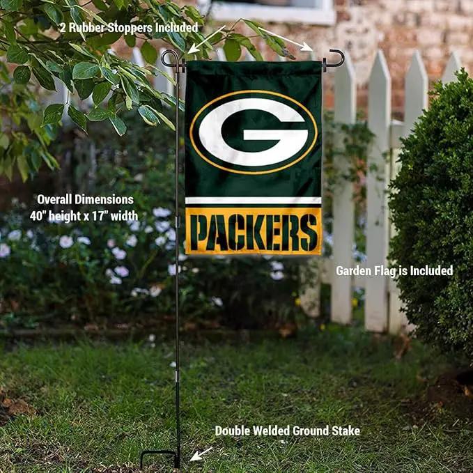 WinCraft Green Bay Packers Garden Flag with Stand Holder by GreenHaven Gardens