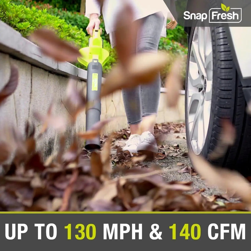 SnapFresh Cordless Leaf Blower - 20V Electric Leaf Blower with 2.0 Ah Battery and Charger - Lightweight 2-Speed Leaf Blower for Lawn Care and Yard/Garden/Patio Cleaning by GreenHaven Gardens