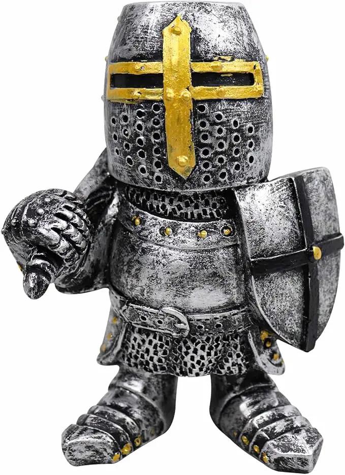nezababy 8 pcs Knight Gnomes Guard Garden Statue Decoration Medieval Wee Crusader Battle Swordsman Fighting Outdoor Figurines Lawn Decor Resin (H) by GreenHaven Gardens