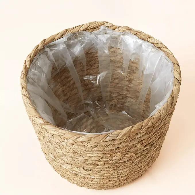 La Jolíe Muse Seagrass Planter Basket Indoor, Flower Pots Cover, Plant Containers, Natural(3-Pack) 10.2"+8.7"+6.7" by GreenHaven Gardens