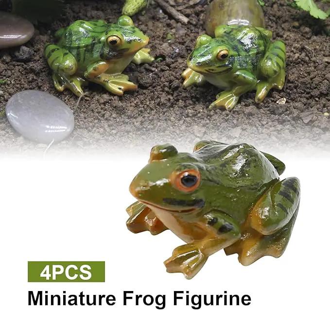 Miniature Frog Figurine, Fish Tank Decoration for Miniature Fairy Garden and Terrarium Statue(4 pcs) by GreenHaven Gardens