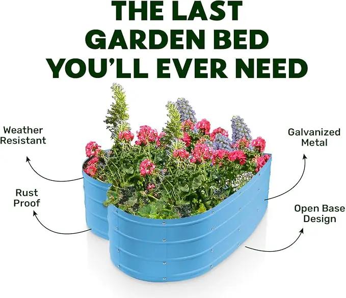 Galvanized Raised Garden Beds Outdoor // Planter Raised Beds for Gardening, Vegetables, Flowers // Large Metal Garden Box (Teal) // Tool-Free Assembly by GreenHaven Gardens