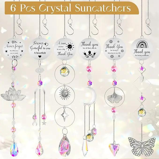 6 Pcs Thank You Gifts for Women Crystal Suncatcher Thank You with Engraved Message Hanging Sun Catcher Ornament for Windows Friend Teacher Coworkers Appreciation Christmas Gratitude Gift by GreenHaven Gardens