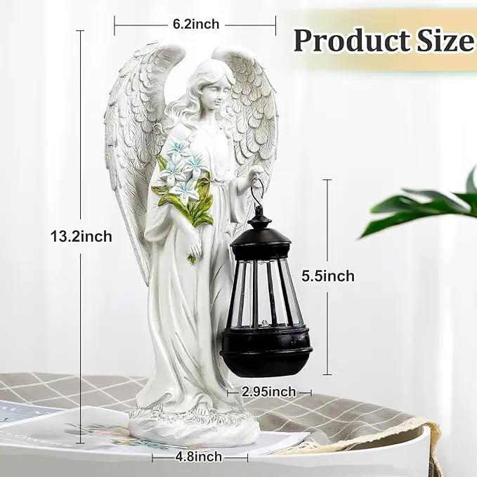 Solar Angel Outdoor Garden Decor Statues – 13.2 inches Solar Outdoor Sculptures for Outside Yard Art Patio Balcony Front Lawn Ornaments Gifts for Mom Grandma Women by GreenHaven Gardens