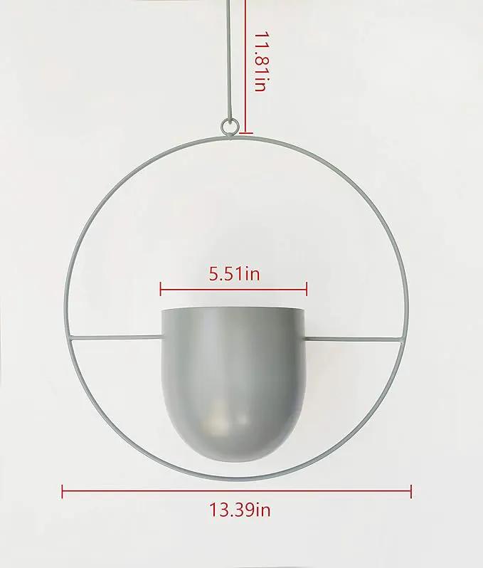 Boho Green Metal Plant Hanger,Metal Wall and Ceiling Hanging Planter, Modern Planter, Mid Century Flower Pot Plant Holder, Minimalist Planter for Indoor Outdoor Home Decor by GreenHaven Gardens