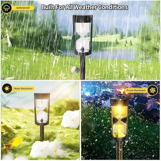 4 Pack LED Solar Warm Light Hourglass Light, New Outdoor Decorative Atmosphere Light, Courtyard Garden Landscape Light, Wireless Dusk to Dawn Searchlight IP65 Waterproof. by GreenHaven Gardens