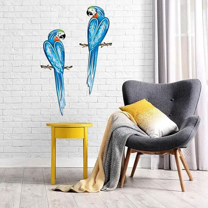 EiGreen Metal Bird Wall Art Decor 3D Outdoor parrot Sculpture, Hanging Decor Metal Wall Decor Suitable for Gardens Fence Patio Living Room Bedroom Yard Decor by GreenHaven Gardens