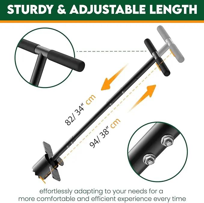 BreeRainz Bulb Planter Tool Long Handle,Height Adjustable Sod Plugger Tool w/ 3.5" Wide Serrated Base,Heavy Duty Dual-Peda Garden Tool for Planting Tulips, Iris, Daffodils,Soil Sampler Transplanting by GreenHaven Gardens